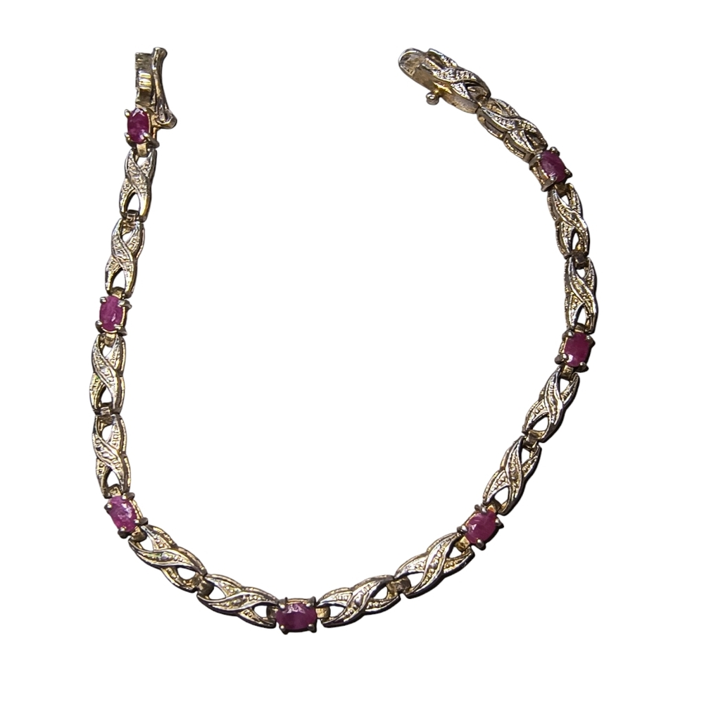 Ruby Slender Infinity Tennis Bracelet in Sterling Silver - Picture 2 of 11